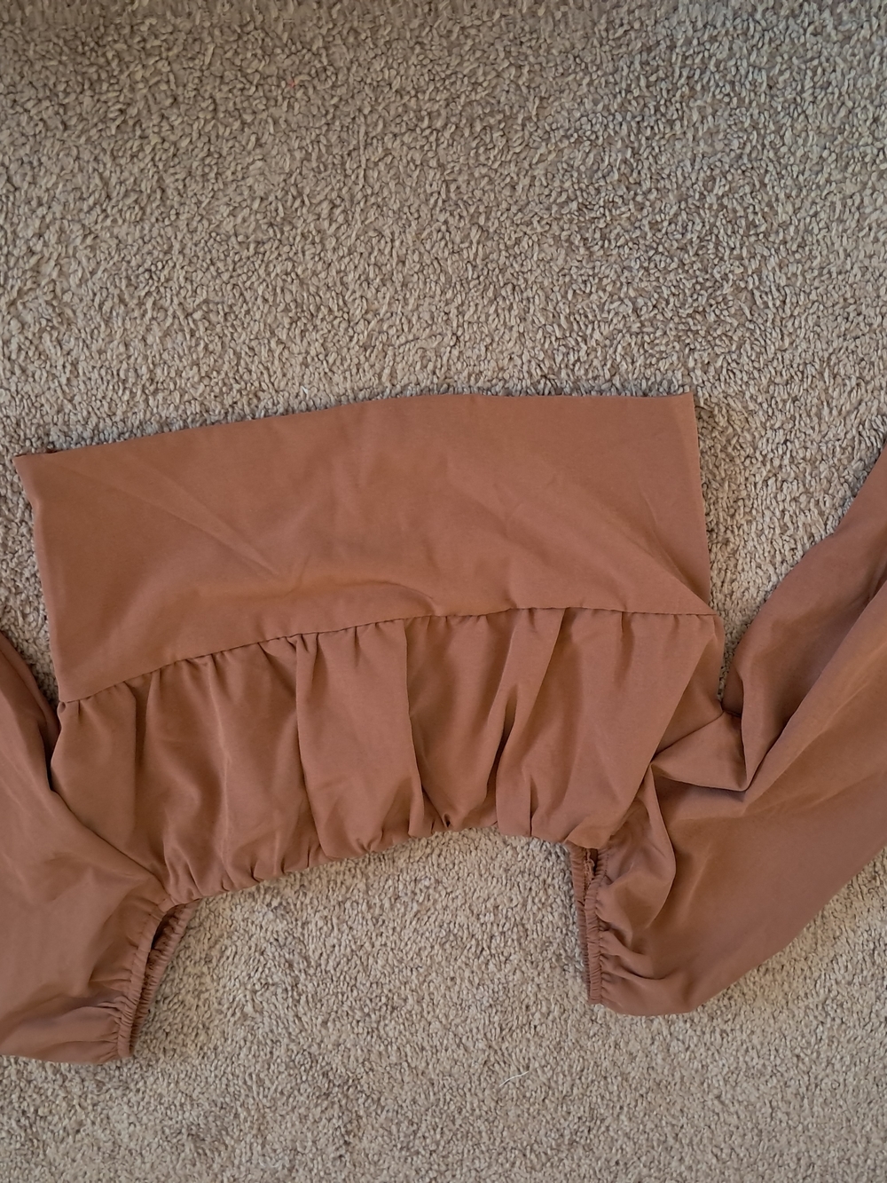 Commense Rust-Tan Off-Shoulder Crop Top